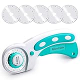 Namner Rollschneider 45mm mit 5 Ersatzklingen und Sicherheitsverschluss, Stoffschneider für Stoff, Leder, Nähen, Quilten & Basteln, Ergonomischer Rollmesser Cutter (Grün)