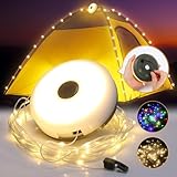 Yizhet 10m Camping Lichterkette, Aufrollbar und Wasserdicht, USB Aufladung, Langlebige LED für Camping, Wandern und Hofdeko