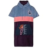 WAVE HAWAII Bade-Poncho Damen & Herren Kiholo mit Kapuze, Größe M, 160-190cm, 100% Baumwolle Surf-Poncho für Erwachsene, Velours & Frottee-Handtuch mit hoher Wasserabsorption