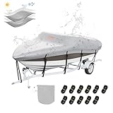 VEVOR Bootspersenning Abdeckplane Bootsplane, 426–480 cm Persenning Schlauchboot 600D Oxford-Gewebe Bootspersenning Abdeckung mit Aufbewahrungstasche 435 x 300 mm, Angelboot Bootsabdeckplane Grau