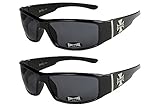 2er Pack Choppers 6608 X0 Sonnenbrillen Unisex Herren Damen Männer Brille - 1x Modell 01 (schwarz glänzend / schwarz getönt) und 1x Modell 01 (schwarz glänzend / schwarz getönt) - Modell 01 + 01 -