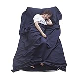 Xynovate Hüttenschlafsack aus Baumwolle, 2in1 Hüttenschlafsack Ultra leicht mit Reißverschluss, Dünner Reiseschlafsack, Schlafsack Inlett für Backpacking, Hostels und Berghütten