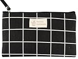 Kosmetiktasche Aus Segeltuch, Kosmetiktasche Aus Leinwand, Multifunktional Klein Kosmetiktasche Cord, Organizer Tasche Für Kosmetik Schreibwaren Kleingeld Karten (Schwarzes Quadrat)