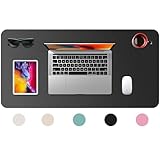 Zanfqvo Schreibtischunterlage 80x40cm - Mauspad XXL aus PU-Leder, Wasserdicht und rutschfest - Multifunktionales schreibunterlagen - tischunterlage für Büro/Home/Laptop (Schwarz)