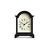 JONES CLOCKS® Kaminuhr 'Bistro' – klassisches Bogendesign in Schwarz, zeitgenössischer klassischer Stil für Schreibtisch, Tisch, Regal oder Nachttisch