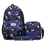 IDOMISMR Schulrucksack Set Mädchen 3 Teilig, Schultasche für Grundschule Volksschule, Grundschule Ranzen mit mit Kuriertasche und Mäppchen, Ergonomischer Schulranzen (Dunkelblau)