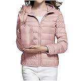KODMNSW Daunenjacke Damen Steppjacke Leicht Packbare Puffer Mantel Winterjacke Lightweight Daunenmantel Pufferjacke mit Kapuze Wintermantel Softshelljacke Übergangsjacke Winter Jacke Rosa S