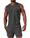 Tank Top Herren, Ärmelloses Muskelshirts Gym Sport Unterhemd Männer T Shirt Herren Fitness Trägershirts Tee Top für Men Dunkelgrau M