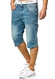 Indicode Herren Jaspar Jeans Shorts mit 5 Taschen | Herrenshorts Used Look für Männer Blue Wash 3XL
