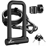 Sportneer Fahrradschloss Bügelschloss 18mm Mühelose Schlüssellose Verriegelung Fahrradschloss Hohe Sicherheit mit 1.5M Hochsicherheits-Stahlkabel&Stabile Halterung, 21.8CMx12.3CM