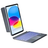Inateck Hülle mit Tastatur für iPad 10 Generation,Tastatur mit Touchpad für iPad 10th Gen 10,9 Zoll 2022,Abnehmbare,7-Farbiger Hintergrundbeleuchtung,Hoch-/Querformat Ständer,QWERTZ,KB04112
