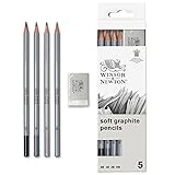 Winsor & Newton 0490004 Graphitstifte Set mit Radiergummi, 4 Skizzierstifte in 8B, 4B, 2B und HB, 1 Stück (1er Pack)