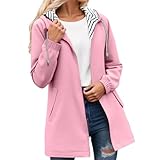 Generisch 2026 Leichte Wander-Windjacke für Damen mit Kapuze, gestreiften Taschen, Outdoor-Anorak-Mantel für Trekkingreisen (XXL)