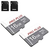2 Pack Speicherkarte 16GB with Adapter, High Speed Memory Card, UHS-I C10 A1 Memory TF Card for Tablet/Mobile Phone/Camera/Car Audio/Game Console (TF183 White Gray 16GB)