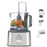 Kenwood Multipro Compact+ FDM315SS Kompakt-Küchenmaschine, 2,1 Liter, Integrierte Waage, Edelstahl Messer, 4 Arbeitsscheiben und 5 weitere Zubehör-Teile, Metallgehäuse, 800 Watt, silber