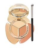 3 in 1 Concealer, Full Cover Cream Concealer Palette mit Brush, Augenringe Abdecken Gesicht Pickel, Highlight Contours, Wasserfest Langanhaltend Color Corrector, Gesichts Camouflage Make Up für Frauen