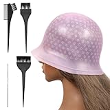 simarro Silikon Highlight Kappe Set, Wiederverwendbar Strähnchenhaube 5 Stück Haare Färben Hervorhebung mit Haken und Pinseln für Frauen und Mädchen