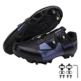 Surwin Fahrradschuhe Herren Damen MTB, Unisex Mountainbike Schuhe Drehverschluss Design MTB Schuhe Radsportschuhe mit 2 Schrauben & Stollen, Atmungsaktive Reitschuhe, 36EU-47EU (Blau,46)