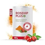 Bio Hagebuttenpulver + Kollagen-Peptide & natürlichem Vitamin C aus Hagebutten-Extrakt in Rohkostqualität | Kollagen Typ 2 | höchstdosiert für optimierte Kollagenbildung | reich an Galaktolipiden