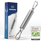 Königwerk Schwingfeder für Hängesessel - Made in Germany - Perfekte Stahlfeder für angenehmes Schwingen - Mit Sicherungsseil + 2 Karabiner- Feder für Hängesessel - Boxsack Feder