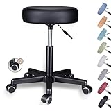 Zedelmaier Rollhocker höhenverstellbar, Bürohocker mit Gummirollen, 360° drehbar Hocker mit Rollen & 10 cm Polsterung, Sitzhocker Werkstatt, Drehhocker ergonomisch, Sitzhöhe 44–58 cm, Schwarz