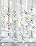 6 Stück Sonnenfänger Kristall Fenster Hanging Windspiel Regenbogen Sonnen Mond Anhänger Ornament Kristallkugeln für Fenster Haus Garten Party Hochzeit Dekoration