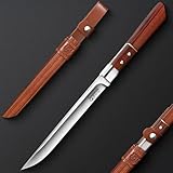 Japaknives Outdoor Messer Survival Japanisches Tanto Messer mit Holzscheide Jagdmesser Feststehende Klinge Bushcraft Messer für Camping Angeln Wander