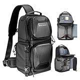 K&F Concept Kamera-Umhängetasche, wasserdichte Kamera-Reisetasche, Foto-Rucksack, Kamera-Umhängetasche mit Regenschutz (Schwarz-Hartschale)