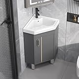 STCERY Eckwaschbecken mit Unterschrank, Eck-waschtisch für Badezimmer, Mit Heißem Und Kaltem Wasserhahn, freistehendes waschbecken, Badmöbel-Set für Badezimmer & Gäste-WC(42cm/16.5')