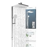 SCHÜTTE 60685 LA PALMA Duschsystem mit Regendusche und Duschsäule, 36x24 cm Edelstahl Duschkopf, Duschset ohne Duscharmatur, Duschstange mit Hand- und Kopfbrause, Chrom