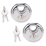 UKCOCO 2 Sätze Sperren Vorhängeschloss Tür Sicherheitsstange u Schrankschlösser Fahrradschlösser portable lock Torschloss C-förmiges Diskusschloss Rostfreier Stahl Silver