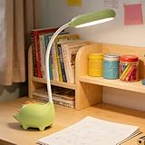 Calenxy Schreibtischlampe Kinder Dinosaurier, 3 Farbtemperaturen & Dimmbar, Wiederaufladbare LED Tischlampe mit USB-C, Augenschutz für Jungen Mädchen Kinderzimmer (Grün)