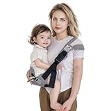Babytragetuch mit Hüftsitz, atmungsaktiv & verstellbar, Anti-Rutsch-Design für Säuglinge 0-36 Monate, ASTM-zertifiziert, ergonomische Freisprech-Tragetrage