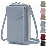 lmytdo Handytasche zum Umhängen, Kleine Umhängetasche Damen Brieftasche Crossbody PU Leder Geldbörse Kleine Crossbody Tasche mit Kartenfächer Verstellbar für Handy unter 6,5 Zoll (Himmelblau)