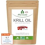 Superba Premium Krillöl Softgel Caps - mit revolutionärem Omega 3 Öl - verestertem Astaxanthin, Antioxidantien & Vitaminen - Herz Immunsystem Gedächtnis - 60 Kapseln von MoriVeda
