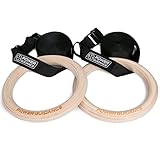 POWER GUIDANCE Turnringe Holz Gymnastikringe aus mit verstellbaren Buckles Straps für Home Gym, Indoor Training, Cross Fitness Klimmzüge & Krafttraining