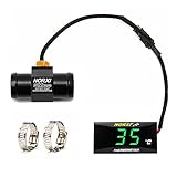 Motorrad-Wassertemperaturmesser, universal, digital, Wassertemperaturanzeige für Rennroller, LED-Display, DC 12 V, mit Temperatursensor-Adapter (22 mm, grün)