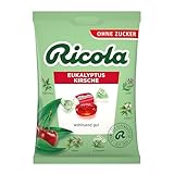 Ricola Eukalyptus Kirsche, 75g Beutel original Schweizer Kräuter-Bonbons mit 13 Alpenkräutern & fruchtig-frischer Kirsche, zuckerfrei, 1 x 75g, vegan