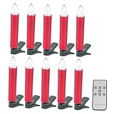 Gadpiparty Elektronisches Kerzenlicht flammenlose Kerzen flackern weihnachtsdeko christmas decorations hochzeitdeko weihnchtsdeko Kerzenlampe für Weihnachten Weihnachtskerzenlampe Plastik rot