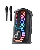 soundcore Rave 3S Partybox mit KI-Karaoke, Party-Lautsprecher mit 2 kabellosen Mikros, 200W Sound, KI-Gesangsentfernung, Lichtshow, Auracast, 12h Spielzeit, Bluetooth Lautsprecher für innen & außen