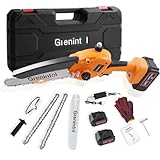 Mini Kettensäge mit Akku 6000mAh 8 Zoll, Akku kettensäge mit 1000W Bürstenloser Motor, Automatischer Öler, Ersatzkette, Handkettensäge Akku für Gartenscheren Astschere Holzschneiden