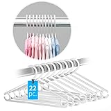 LaLoona Babykleiderbügel Set - 22 Stück Kunststoff Kinderkleiderbügel - schmale Baby und Kinder Kleiderbügel mit rutschfestem Hosensteg - Weiß