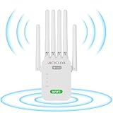 WLAN verstärker Repeater WiFi Repeater WLAN Verstärker Steckdose für bis zu 5.000 m² und 50 Geräte mit 6 Antennen WiFi Verstärker mit LAN anschluss-Weiß