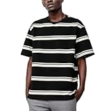 Oversized Tshirt Herren Gestreiftes Druck Hinten TShirt Y2K Streetwear Bunt Print Sportshirt Kurzarm Tee Shirts Rundhals Vielseitige Oberteil Männer Tops Sommer Kurzarmshirt