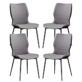 Modern Dining Chair Leather Dining Chairs Set of 4,Wrought Iron Leg Living Room Side Chair Bedroom Counter Reception Computer Office Leisure Chair (Color : Grey)