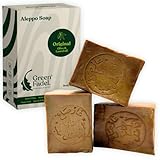 GREEN FADEL Aleppo Seife Original 3 x 200g Aleppo Seife Olivenöl & Lorbeeröl, Olivenölseife, Kernseife Naturseife, Aleppo Soap, Handgemacht, Vegan