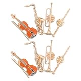 LIGIGWASH 8 Stück 8 Stück Musikalische Anstecknadeln aus Metall Kleiner Broschen in Violine Saxophon Trompete Klarinette Schmuck für Hüte Taschen Kleidung
