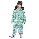 Beokeuioe Regenhose 2 Stück Outdoor Regenset Regenbekleidung Wasserdicht Outfit Wasserdicht Set Zweiteiliger Regenanzug für Mädchen Jungen mit Druckt Regenjacke 2-10 Jahre