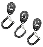 Diyife Hunde Clicker, Trainings-Clicker mit Großem Knopf und Handschlaufe, Klicker Set für Hundeerziehung und Hundetraining, für Hund, Katze, Pferd (3 Stück, Schwarz)