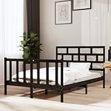 MOBCANT Massivholzbett, Tagesbett Futonbett Bettgestell Bettrahmen Geeignet für Schlafzimmer Schulen Gästezimmer Hotel Schwarz Kiefer 135x190 cm